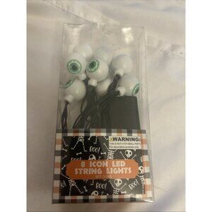 Halloween 8 Icon Led String Lights eyeballs Wire 5' Battery Operated decor